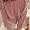 New Dear-Lover Button Tab Detail Long Sleeve Top Rose Tan