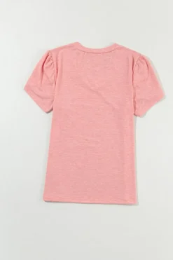 Discount Dear-Lover Fashion Petal Sleeve V Neck T Shirt Rose Tan