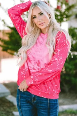 Online Dear-Lover Tie Dye Long Sleeve Pullover Sweatshirt Rose