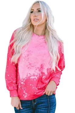 Online Dear-Lover Tie Dye Long Sleeve Pullover Sweatshirt Rose
