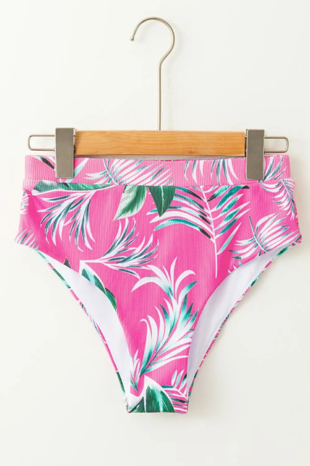 Outlet Dear-Lover Tropical Print Textured Bikini Bottoms Rose
