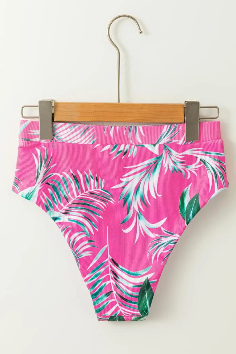 Outlet Dear-Lover Tropical Print Textured Bikini Bottoms Rose