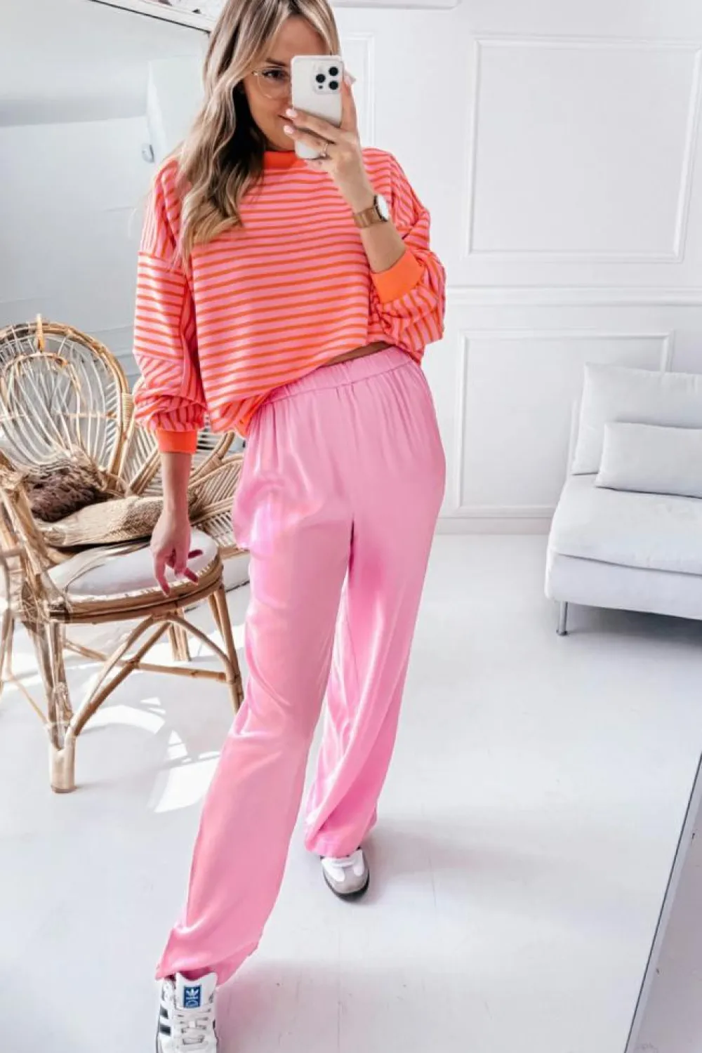 Best Dear-Lover Drop Shoulder Crew Neck Loose Sweatshirt Russet Orange