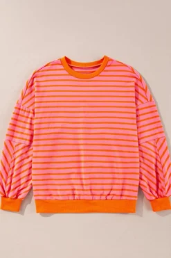 Best Dear-Lover Drop Shoulder Crew Neck Loose Sweatshirt Russet Orange