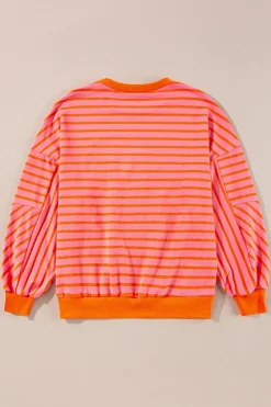 Best Dear-Lover Drop Shoulder Crew Neck Loose Sweatshirt Russet Orange
