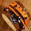 Outlet Dear-Lover Halloween Bat Pendant Beaded Multi Layer Bracelet Set Russet Orange