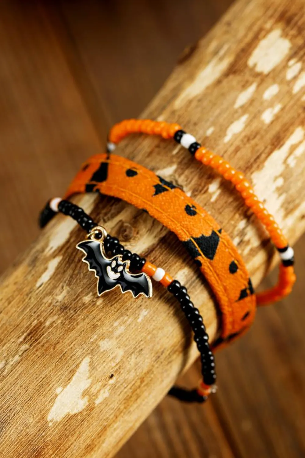 Outlet Dear-Lover Halloween Bat Pendant Beaded Multi Layer Bracelet Set Russet Orange