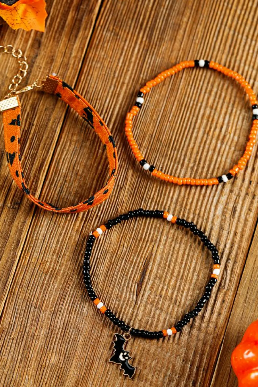 Outlet Dear-Lover Halloween Bat Pendant Beaded Multi Layer Bracelet Set Russet Orange