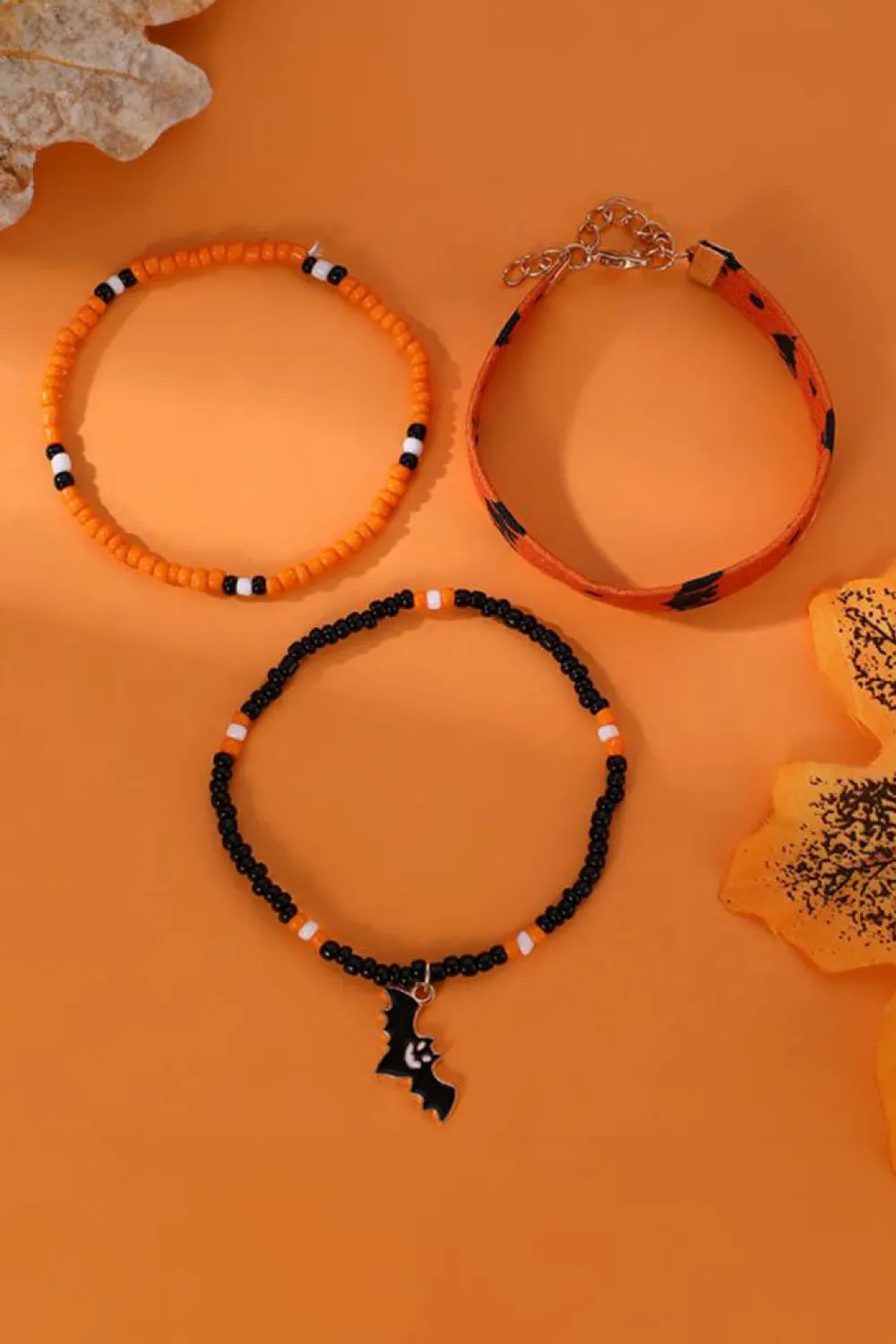 Outlet Dear-Lover Halloween Bat Pendant Beaded Multi Layer Bracelet Set Russet Orange