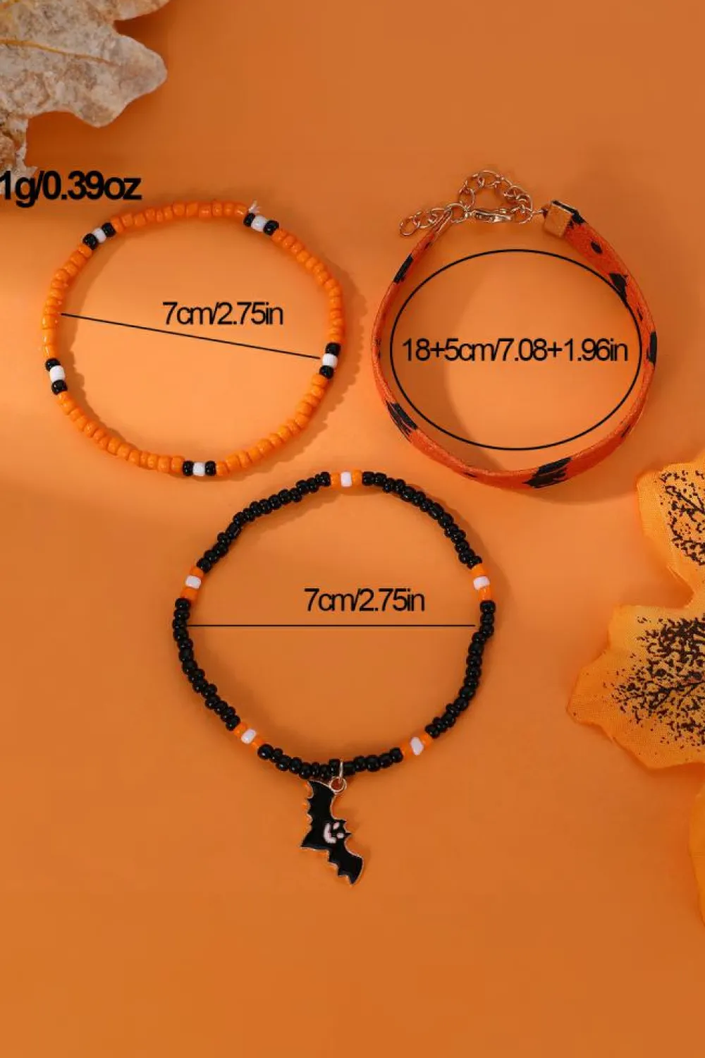 Outlet Dear-Lover Halloween Bat Pendant Beaded Multi Layer Bracelet Set Russet Orange