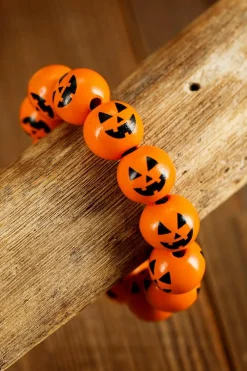 Hot Dear-Lover Halloween Pumpkin Face Beaded Bracelet Russet Orange