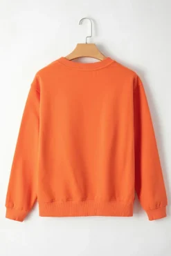 Outlet Dear-Lover Solid Fleece Lined Drop Shoulder Terry Sweatshirt Russet Orange