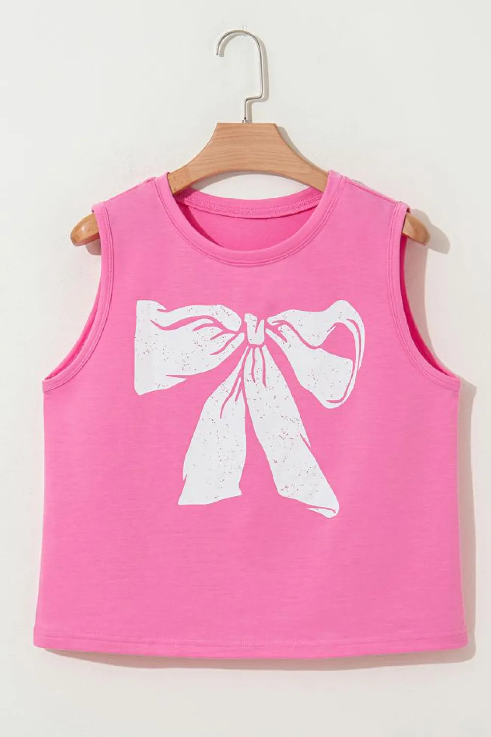 Clearance Dear-Lover Bow Print Boxy Fit Tank Top Sachet Pink