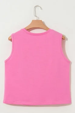 Clearance Dear-Lover Bow Print Boxy Fit Tank Top Sachet Pink