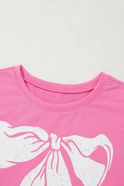 Clearance Dear-Lover Bow Print Boxy Fit Tank Top Sachet Pink