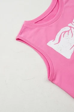 Clearance Dear-Lover Bow Print Boxy Fit Tank Top Sachet Pink