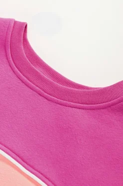 Online Dear-Lover Colorblock Patchwork Drop Shoulder Ribbed Trim Sweatshirt Sachet Pink