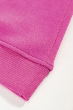 Online Dear-Lover Colorblock Patchwork Drop Shoulder Ribbed Trim Sweatshirt Sachet Pink