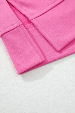 Online Dear-Lover Contrast Flower Drop Shoulder Loose T Shirt Sachet Pink