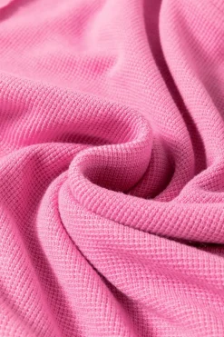 New Dear-Lover Exposed Seam Striped Color Block Patchwork Long Sleeve Top Sachet Pink