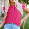 Best Dear-Lover Floral Embroidered Flutter Sleeve Pleated Neck Blouse Sachet Pink