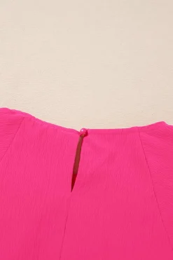 Best Dear-Lover Floral Embroidered Flutter Sleeve Pleated Neck Blouse Sachet Pink