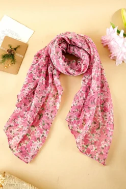 Hot Dear-Lover Floral Print Lightweight Large Scarf Sachet Pink