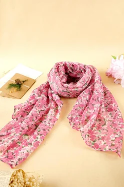 Hot Dear-Lover Floral Print Lightweight Large Scarf Sachet Pink