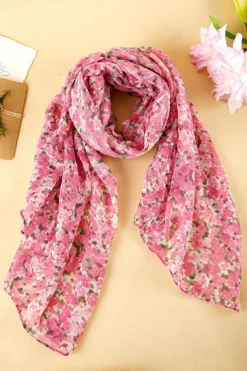 Hot Dear-Lover Floral Print Lightweight Large Scarf Sachet Pink