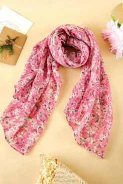 Hot Dear-Lover Floral Print Lightweight Large Scarf Sachet Pink