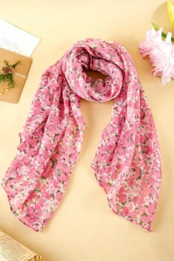Hot Dear-Lover Floral Print Lightweight Large Scarf Sachet Pink