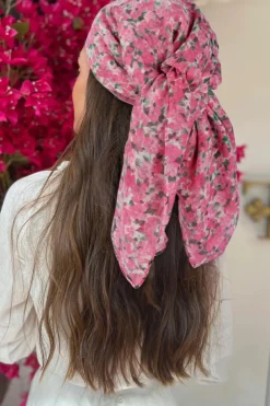 Hot Dear-Lover Floral Print Lightweight Large Scarf Sachet Pink