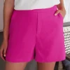 Clearance Dear-Lover Half Elastic Waist Casual Pocketed Shorts Sachet Pink
