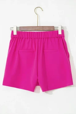 Clearance Dear-Lover Half Elastic Waist Casual Pocketed Shorts Sachet Pink