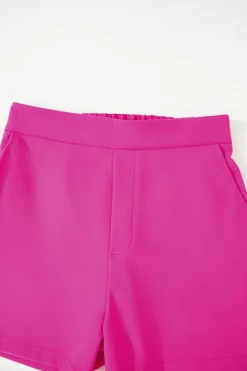 Clearance Dear-Lover Half Elastic Waist Casual Pocketed Shorts Sachet Pink