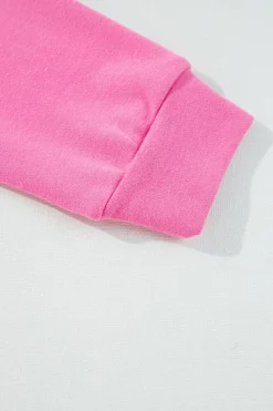 Fashion Dear-Lover High Low Patchwork Long Sleeve Top and Shorts Set Sachet Pink
