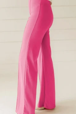 Hot Dear-Lover High Waist Central Seam Flared Pants Sachet Pink