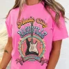 Fashion Dear-Lover Nashville WORLD TOUR Music City Guitarist Graphic Tee Sachet Pink
