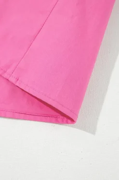 Sale Dear-Lover Shirred Yoke Lace up V Neck Ruffled Sleeve Blouse Sachet Pink