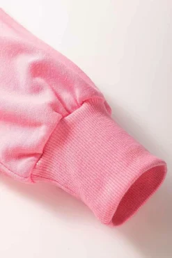 Hot Dear-Lover Solid Color Patchwork Pullover Top and Cargo Pants Set Sachet Pink