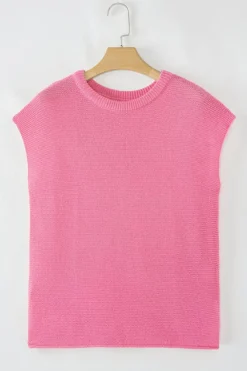 Hot Dear-Lover Solid Color Sweater Tee with Side Slits Sachet Pink