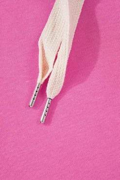 Outlet Dear-Lover Solid Drop Shoulder Drawstring Cropped Hoodie Sachet Pink