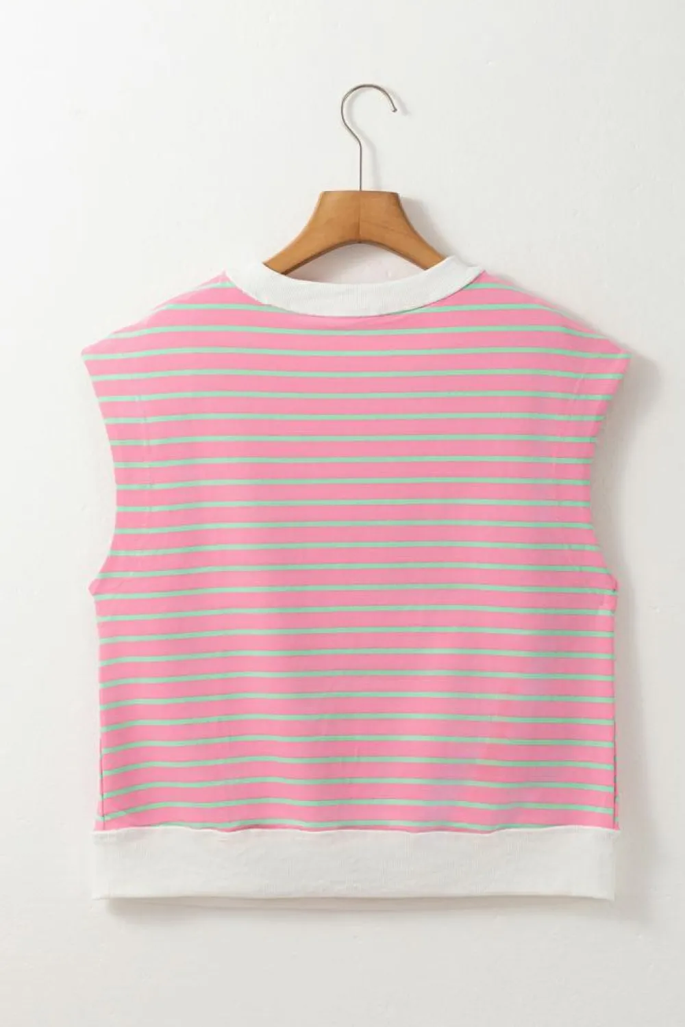 Online Dear-Lover Striped Crew Neck Cap Sleeve T Shirt Sachet Pink