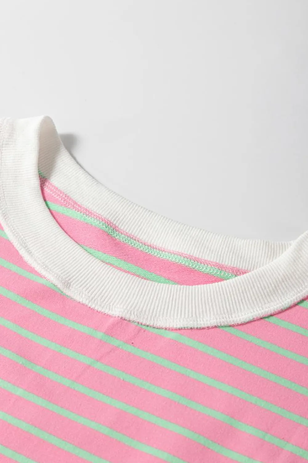 Online Dear-Lover Striped Crew Neck Cap Sleeve T Shirt Sachet Pink