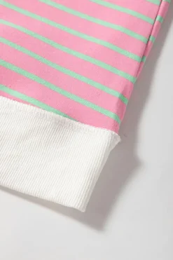 Online Dear-Lover Striped Crew Neck Cap Sleeve T Shirt Sachet Pink