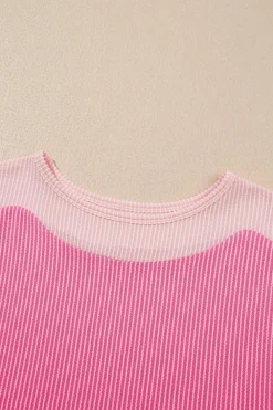 Discount Dear-Lover 2-tone Colorblock Patchwork Corded 2pcs Outfit Sachet Pink