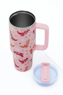 Discount Dear-Lover Western Boot Tumbler with Straw 40oz Sachet Pink