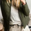 Online Dear-Lover Solid Faux Leather Zipper Slim Fit Bomber Jacket Sage Green