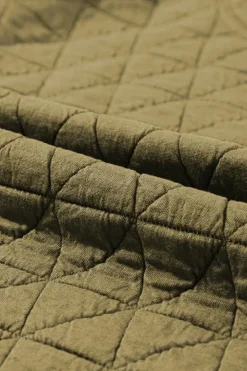 Sale Dear-Lover Solid Quilted Pullover and Pants Outfit Sage Green