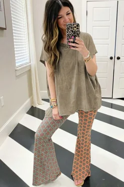 Sale Dear-Lover Vintage Washed Short Dolman Sleeve Oversized T Shirt Sage Green
